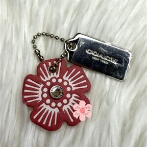 1.5" COACH Silver Tea Rose Flower Floral Bag Charm Hang Tag